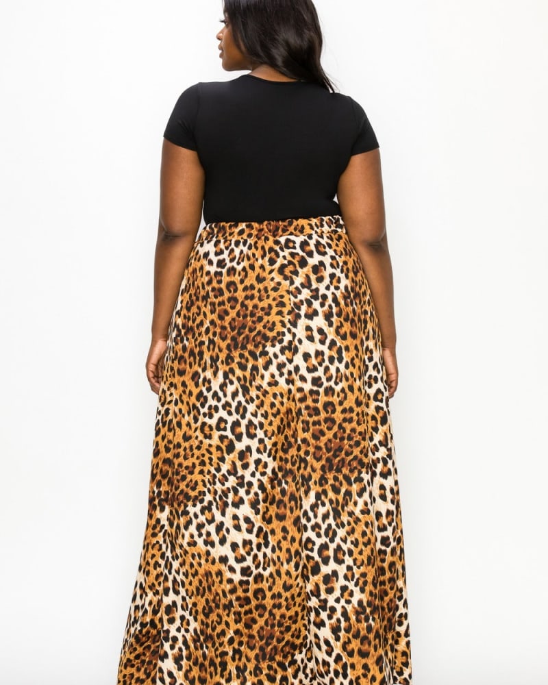 Leopard print maxi skirt plus size discount